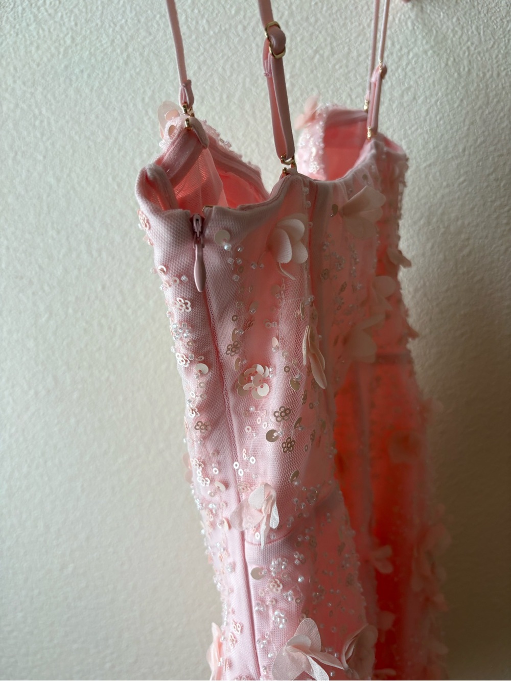 Oh Polly Edita Embelished Bandeau A-Line Floral Mini Dress in ballet pink - Picture 10 of 12